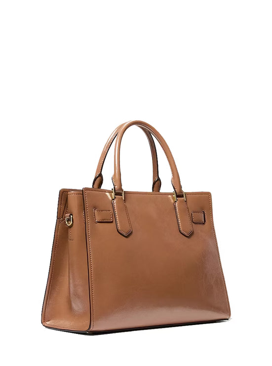 Michael Kors Women's Landon Medium Patent Satchel Bag Luggage/Gold