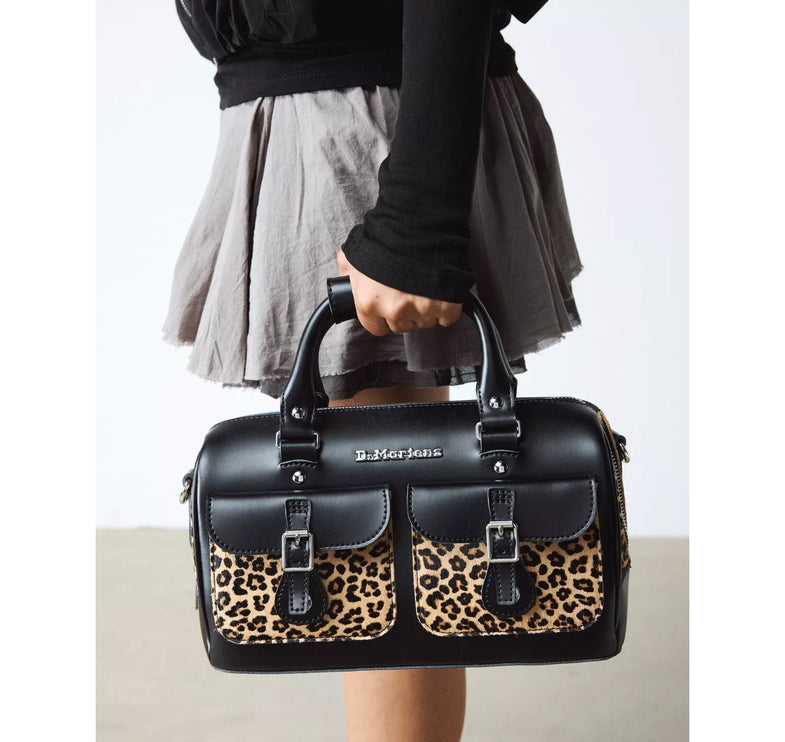 Dr. Martens Leopard Print Hair On Top Handle Bag Black/Tan
