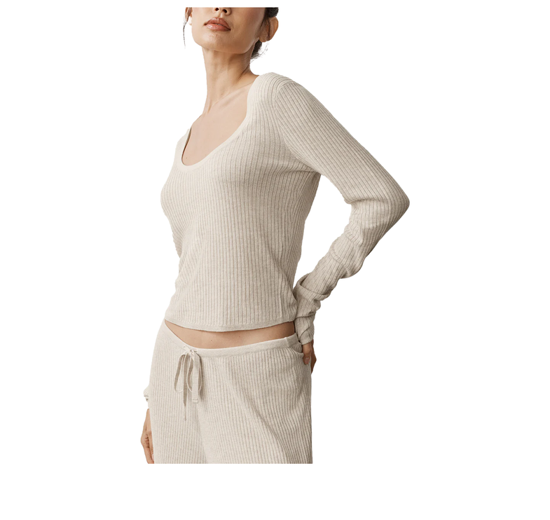 alo Women's Sweater Knit Unwind Long Sleeve Oatmeal Heather