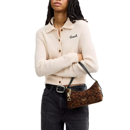 Coach Women's Emeilia Shoulder Bag In Signature Chenille Gold/Truffle