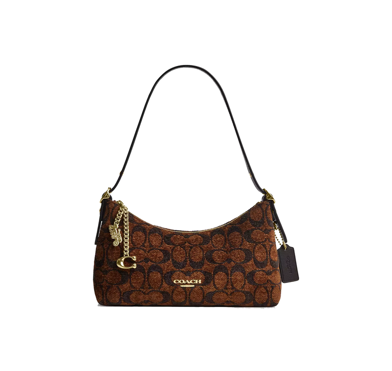 Coach Women's Emeilia Shoulder Bag In Signature Chenille Gold/Truffle