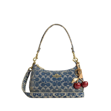 Coach Women's Teri Shoulder Bag In Signature Regenerative Cotton Denim Gold/Denim
