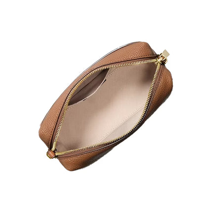 Michael Kors Women's Bryant Small Pebbled Leather Crossbody Bag Luggage/Gold