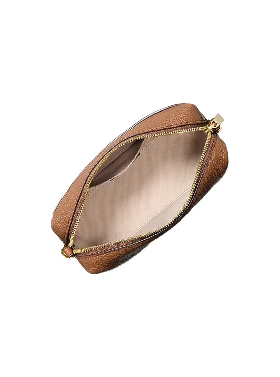 Michael Kors Women's Bryant Small Pebbled Leather Crossbody Bag Luggage/Gold