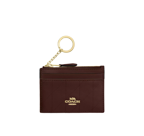 Coach Women's Mini Skinny Id Case With Quilting Gold/Maple