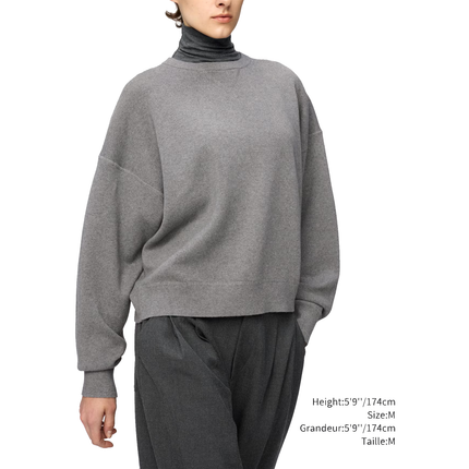 Uniqlo Unisex Smooth Cotton Crew Neck Sweater 03 Gray