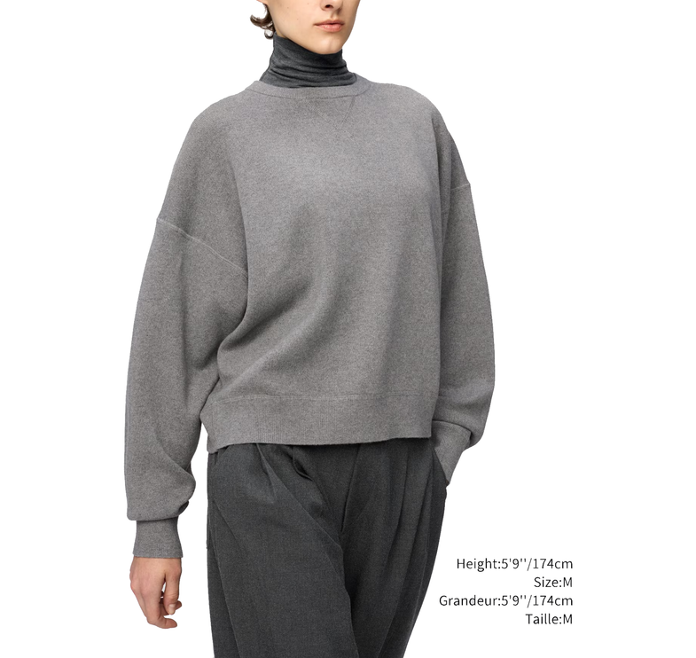 Uniqlo Unisex Smooth Cotton Crew Neck Sweater 03 Gray