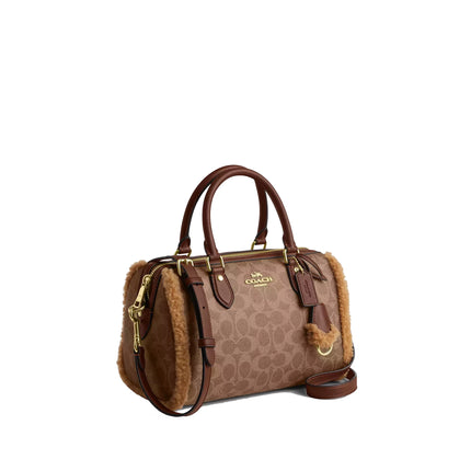Coach Women's Rowan Satchel Bag In Signature Canvas Gold/Tan/Natural