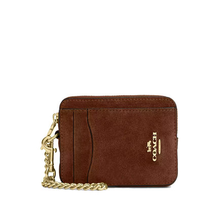 Coach Women's Zip Card Case Gold/Warm Brown