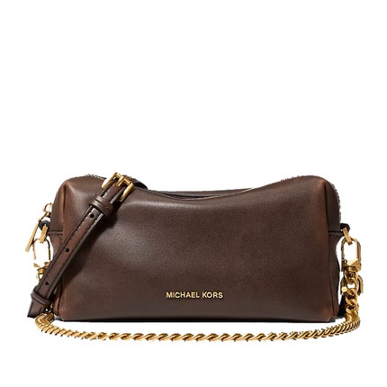 Michael Kors Women's Bryant Small Leather Convertible Crossbody Bag Chocolate/Gold