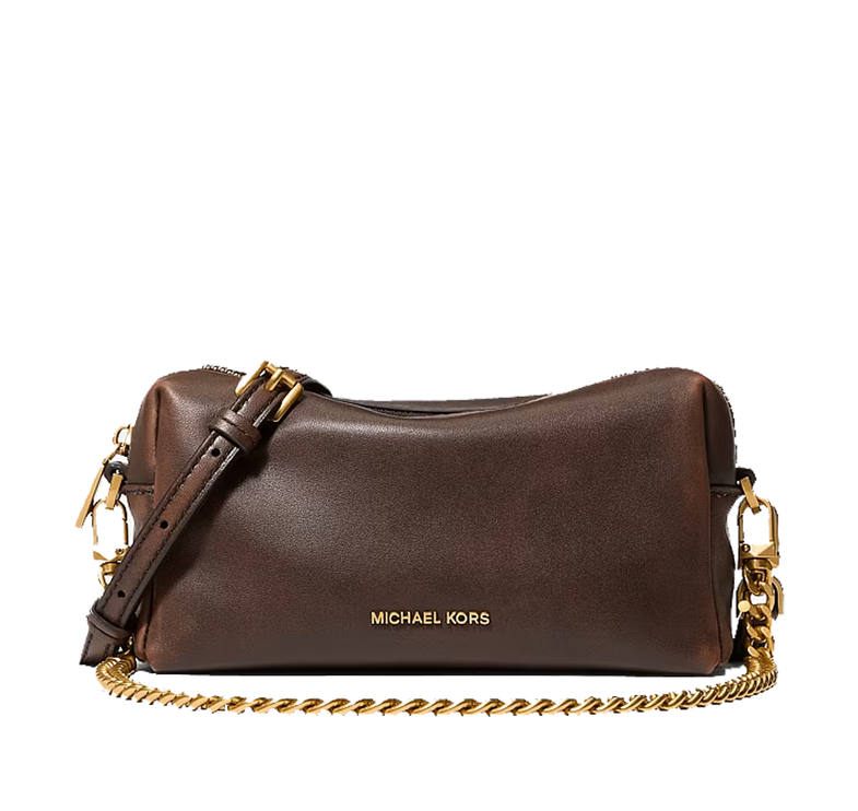 Michael Kors Women's Bryant Small Leather Convertible Crossbody Bag Chocolate/Gold
