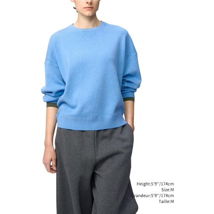 Uniqlo Unisex Smooth Cotton Crew Neck Sweater 63 Blue