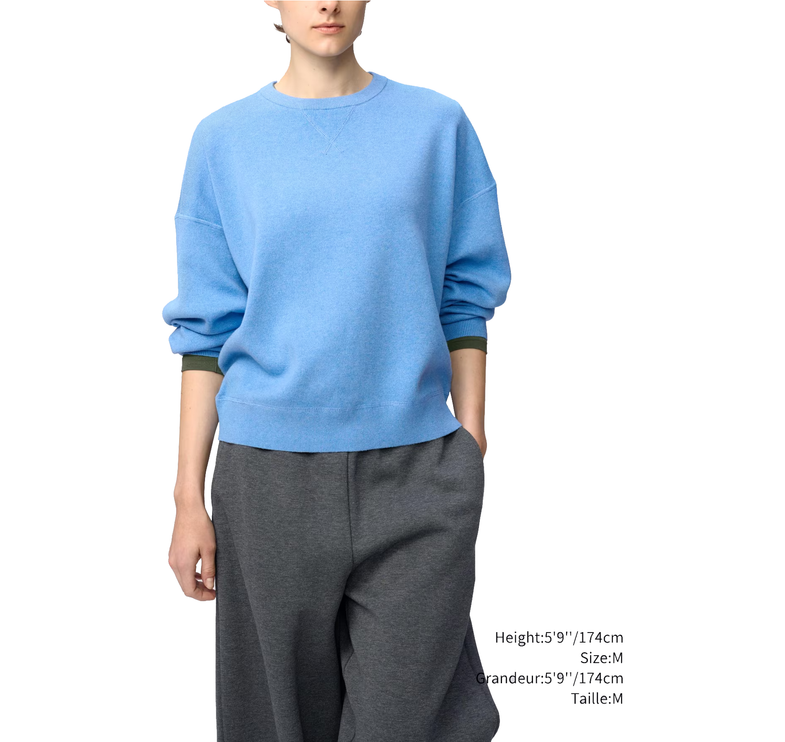 Uniqlo Unisex Smooth Cotton Crew Neck Sweater 63 Blue