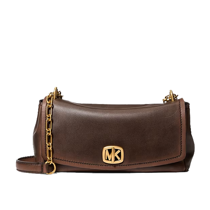 Michael Kors Women's Bryant Small Leather Convertible Shoulder Bag Chocolaate/Gold