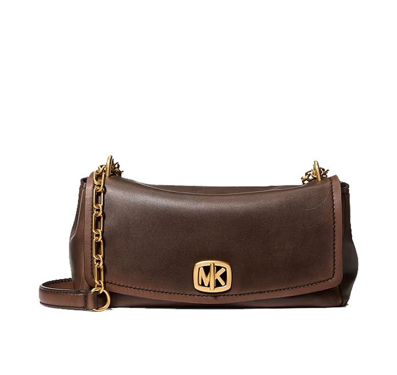 Michael Kors Women's Bryant Small Leather Convertible Shoulder Bag Chocolaate/Gold