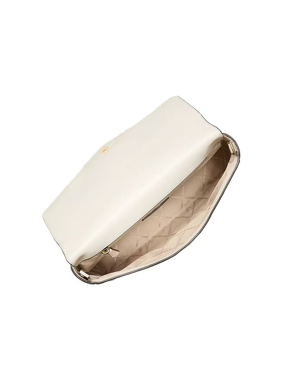 Michael Kors Women's Kacey Large Pebbled Leather Convertible Shoulder Bag Light Cream/Gold