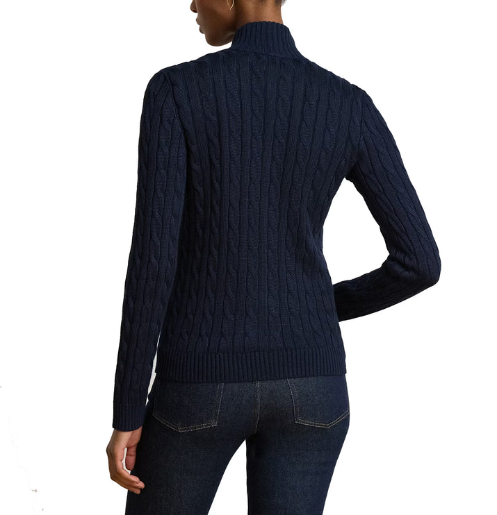 Polo Ralph Lauren Women's Cable-Knit Full-Zip Mockneck Sweater Lauren Navy