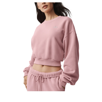 alo Women's Cropped Accolade Crewneck Vintage Pink