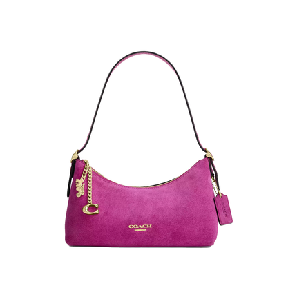 Coach Women's Emeilia Shoulder Bag Suede/Gold/Magenta