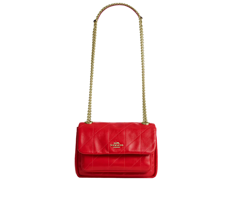 Coach Women's Elodie Crossbody Bag 18 With Quilting Gold/Candy Apple