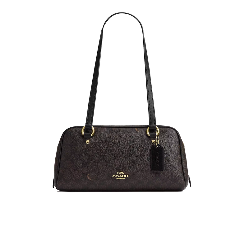 Coach Women's Sydney Shoulder Bag In Signature Canvas Gold/Walnut/Black