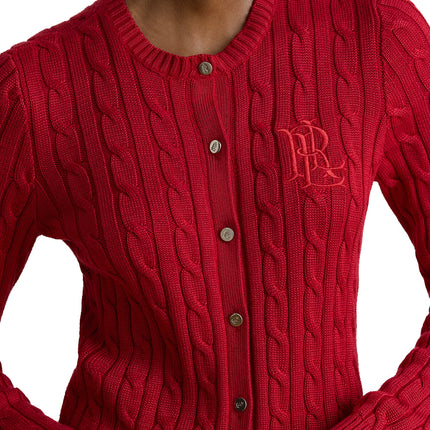 Polo Ralph Lauren Women's Cable-Knit Cotton-Blend Cardigan Ralph Red