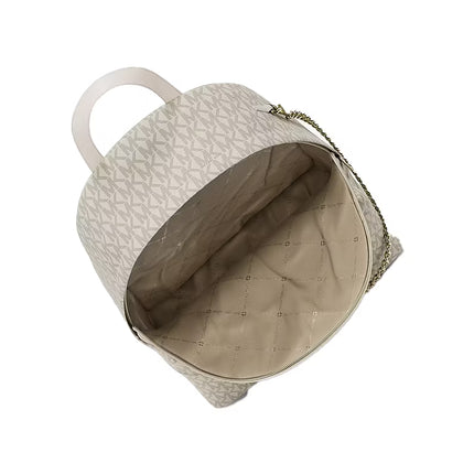 Michael Kors Women's Slater Large Signature Logo Backpack Light Cream Multi/Gold