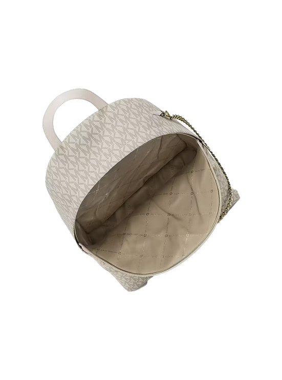 Michael Kors Women's Slater Large Signature Logo Backpack Light Cream Multi/Gold