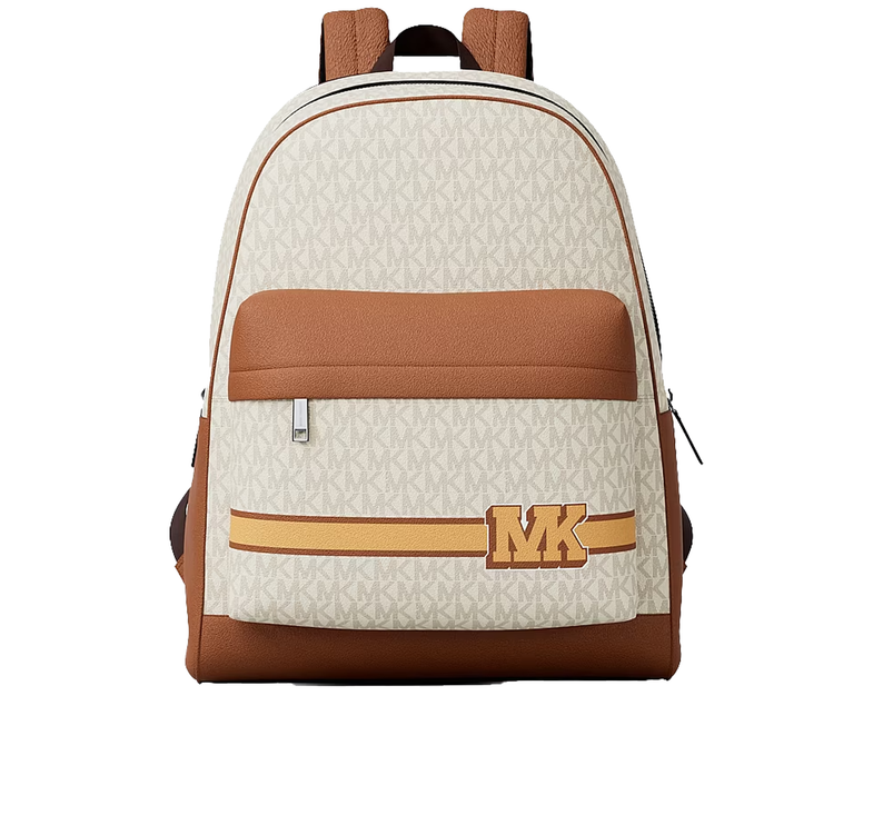 Michael Kors Unisex Pacey Embellished Striped Signature Logo Backpack Vanilla Combo