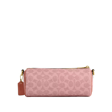 Coach Women's Barrel Bag In Signature Canvas Brass/Melon Pink