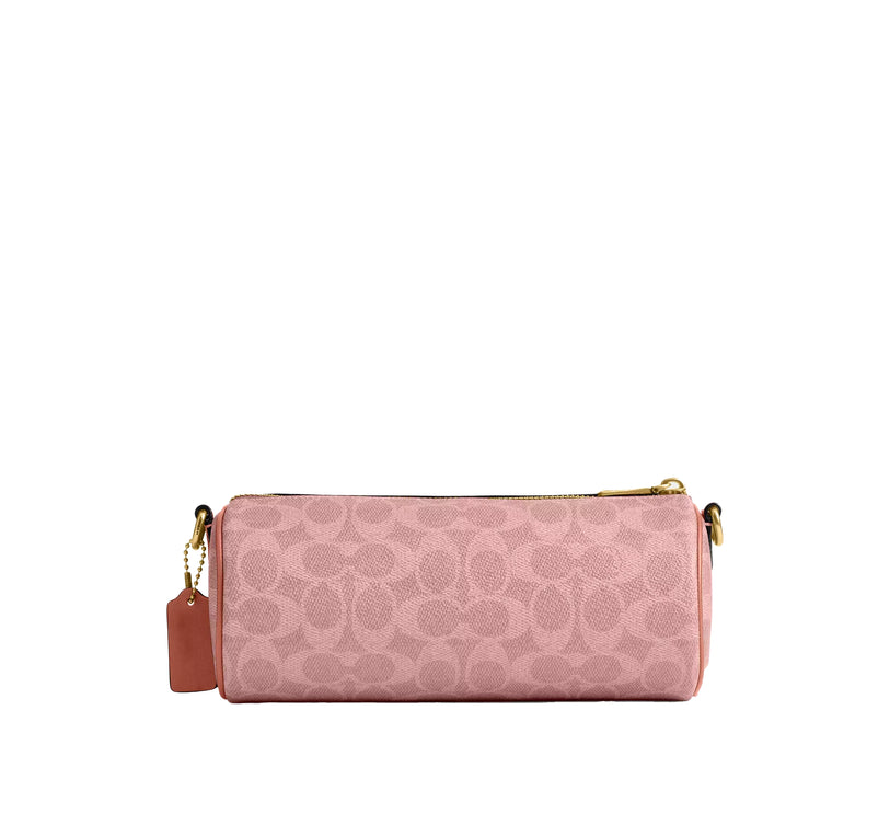 Coach Women's Barrel Bag In Signature Canvas Brass/Melon Pink
