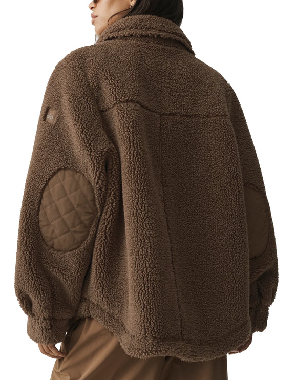 alo Women's Sherpa Edge Shacket Java Brown