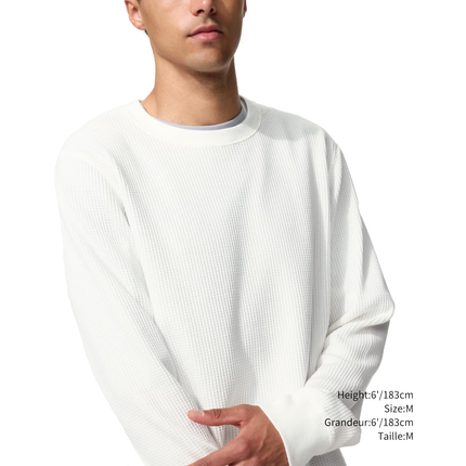 Uniqlo Unisex Waffle Crew Neck T-Shirt 01 Off White