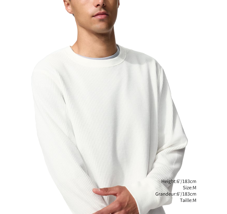 Uniqlo Unisex Waffle Crew Neck T-Shirt 01 Off White