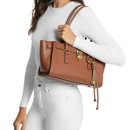 Michael Kors Women's Hamilton Moderne Small Leather Satchel Bag Luggage/Gold