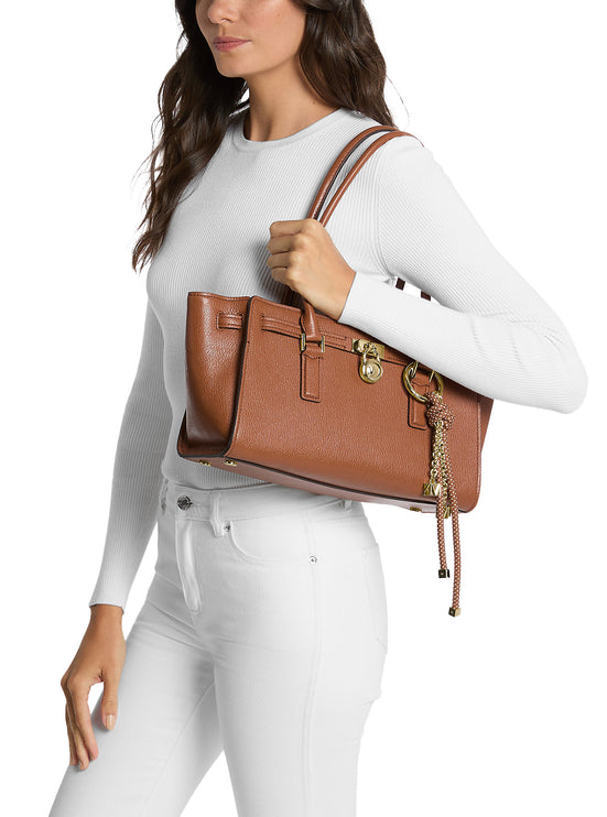 Michael Kors Women's Hamilton Moderne Small Leather Satchel Bag Luggage/Gold