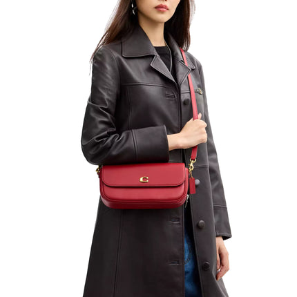 Coach Women's Brook Flap Chain Bag With Charm Chain Strap Brass/Poppy