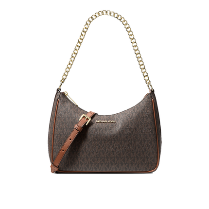 Michael Kors Women's Jet Set Travel Large Signature Logo Convertible Crossbody Bag Brown/Gold