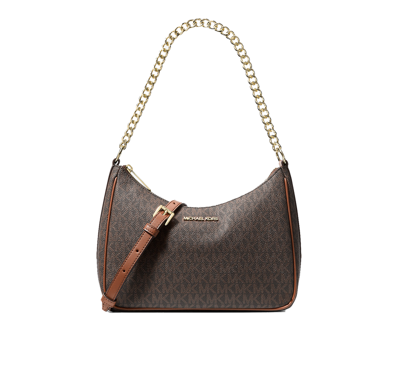 Michael Kors Women's Jet Set Travel Large Signature Logo Convertible Crossbody Bag Brown/Gold