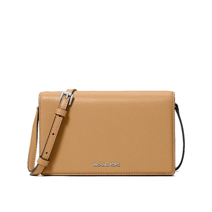 Michael Kors Women's Marlowe Medium Pebbled Leather Crossbody Bag Peanut/Silver