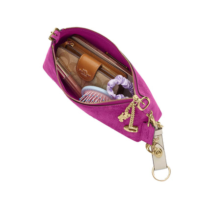 Coach Women's Emeilia Shoulder Bag Suede/Gold/Magenta