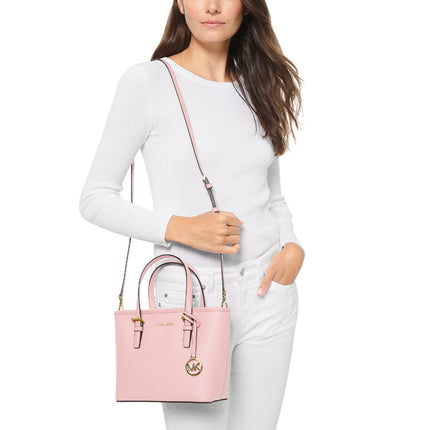 Michael Kors Women's Jet Set Travel Extra-Small Saffiano Leather Top-Zip Tote Bag Powder Blush