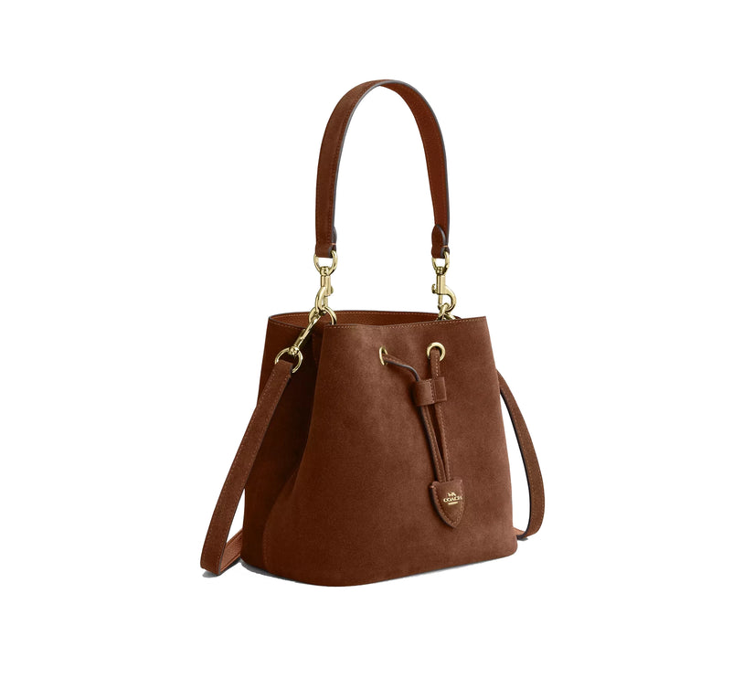 Coach Women's Rowan Bucket Bag Suede/Gold/Warm Brown