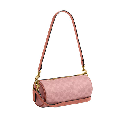 Coach Women's Barrel Bag In Signature Canvas Brass/Melon Pink