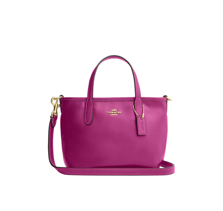 Coach Women's City Mini Tote Bag Gold/Magenta