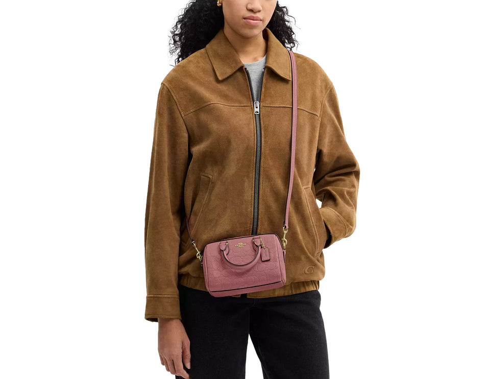 Coach Women's Mini Rowan Crossbody Bag In Signature Leather Gold/Peony