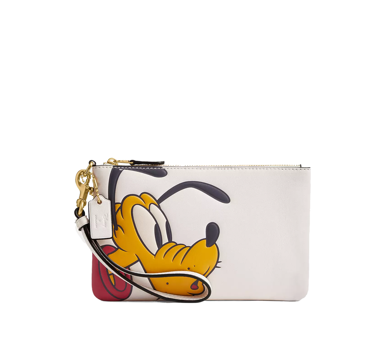Coach Women's Disney X Coach Essential Small Wristlet With Pluto Brass/Chalk Multi