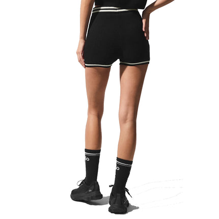 alo Women's Tennis Club Sweater Knit Hot Short Black/Ivory