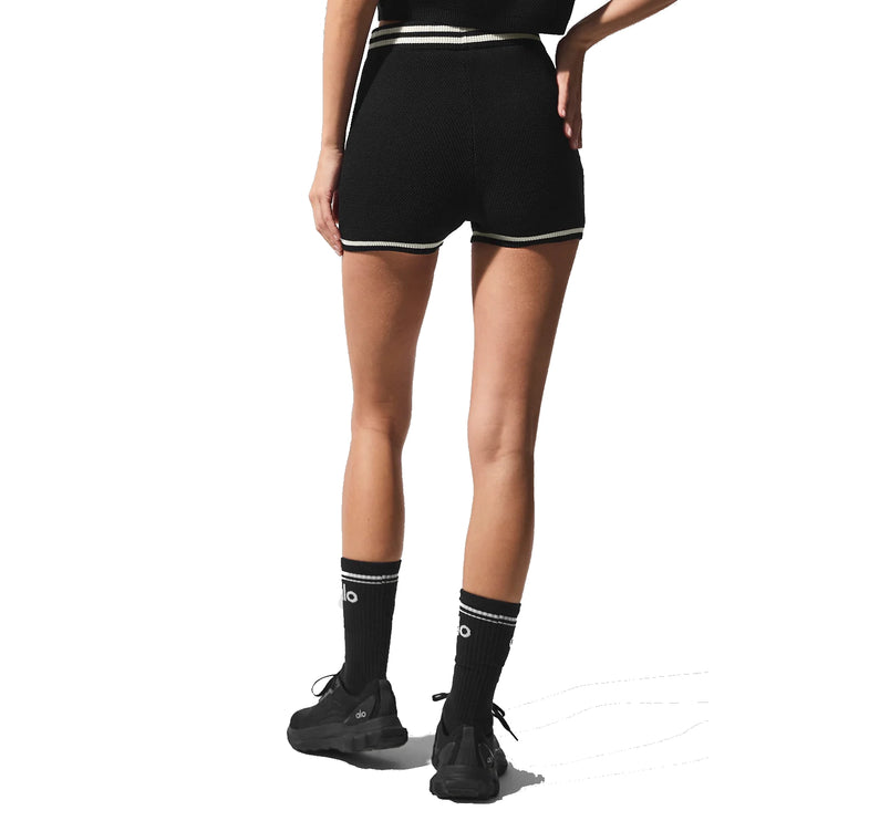 alo Women's Tennis Club Sweater Knit Hot Short Black/Ivory