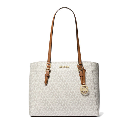 Michael Kors Women's Charlotte Large 3-in-1 Signature Logo Tote Bag Vanilla